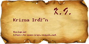 Krizsa Irén névjegykártya